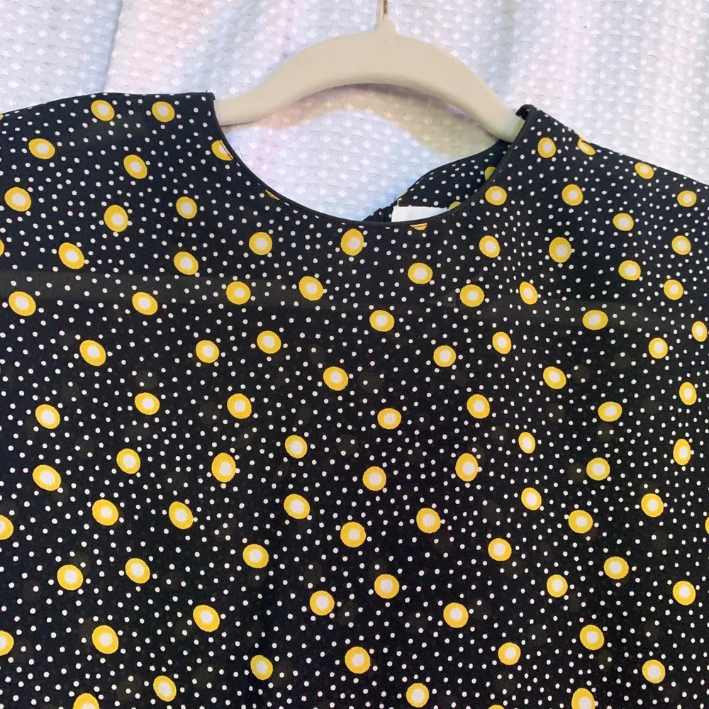 Lesley Fay Sportswear women 10-12 skirt set black yellow dots 1990s granny - Picture 4 of 9
